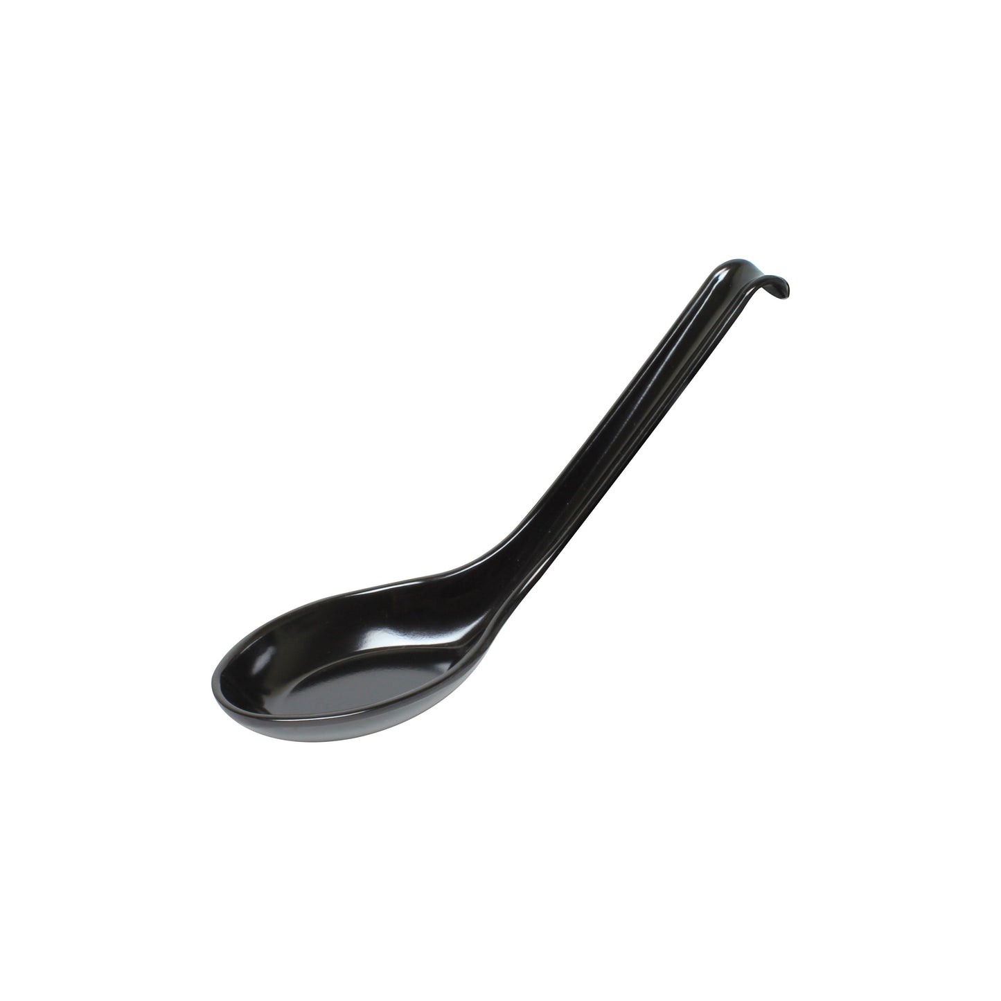 Thunder Group 7200BK Classic Black 0.6 oz. Melamine Asian Soup Spoon / Appetizer Spoon - 12/Pack