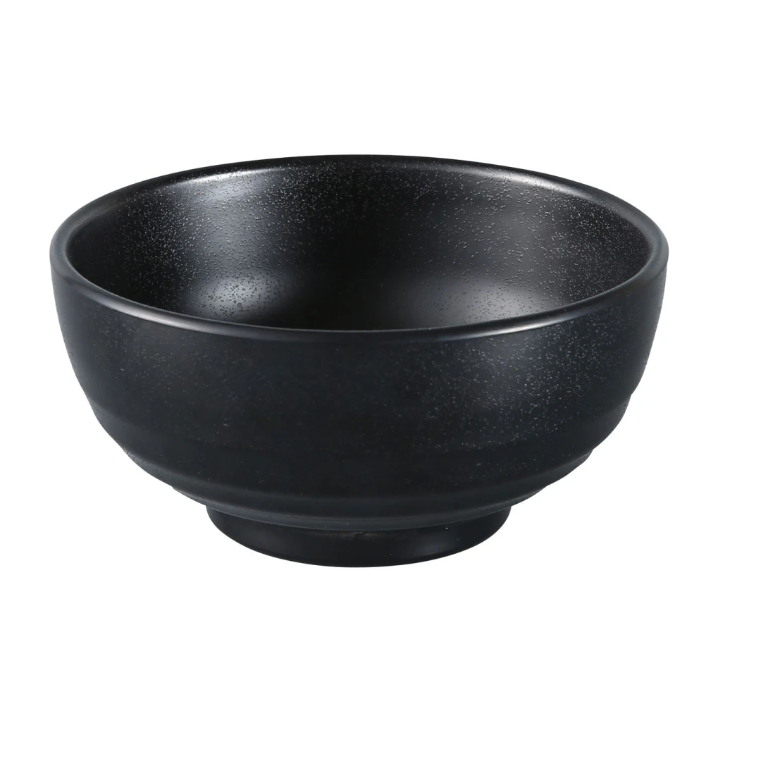 Yanco BP-3007 38 oz Round Melamine Woodong Noodle Bowl, Black