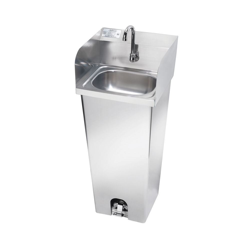 Krowne HS-40 Pedestal Commercial Touchless Hand Sink w/ 12 1/2"L x 9 3/4"W x 6"D, Side Splashes