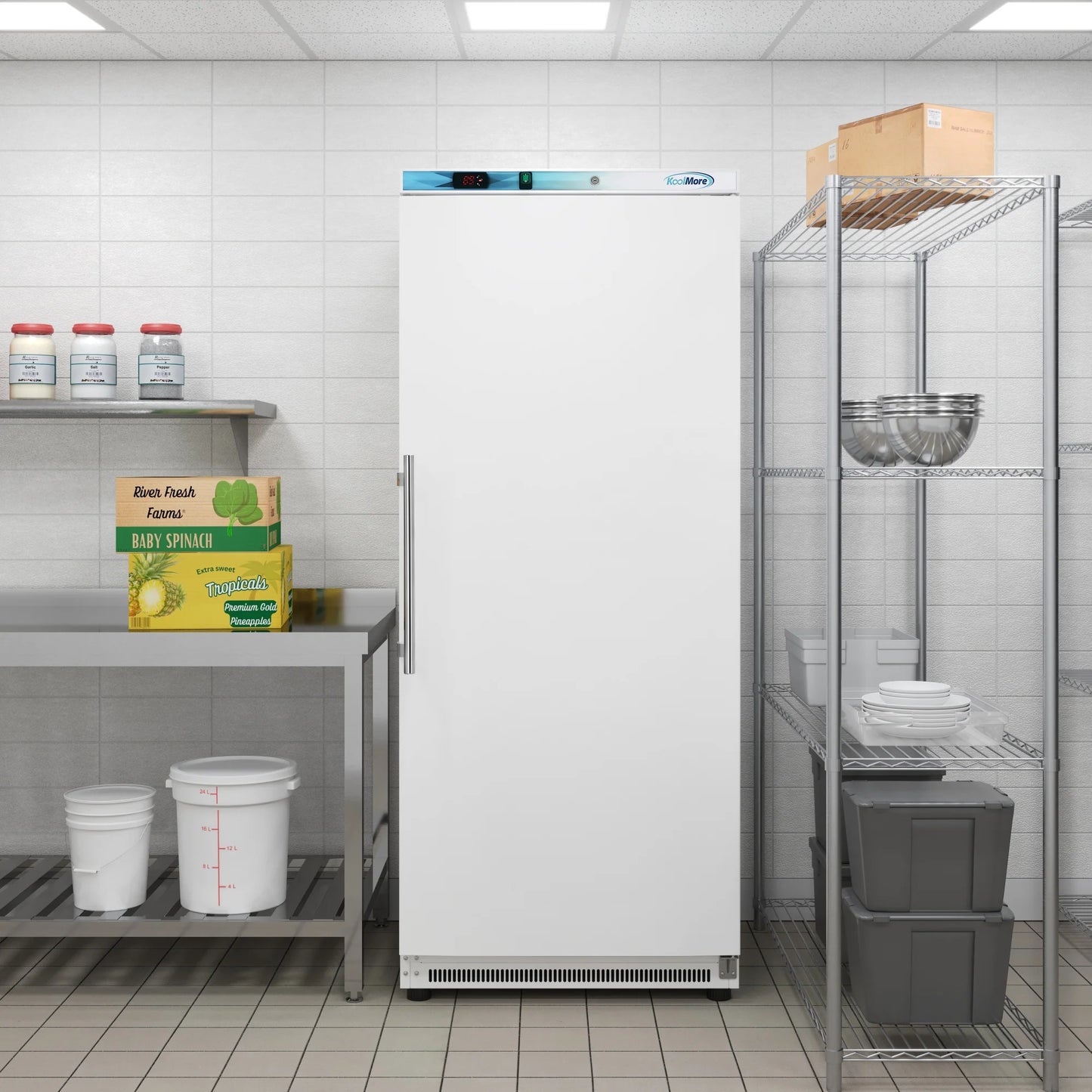 Koolmore KM-FMD20WH Commercial Upright Freezer 30.1"L 21 Cu. Ft. White Manual Defrost