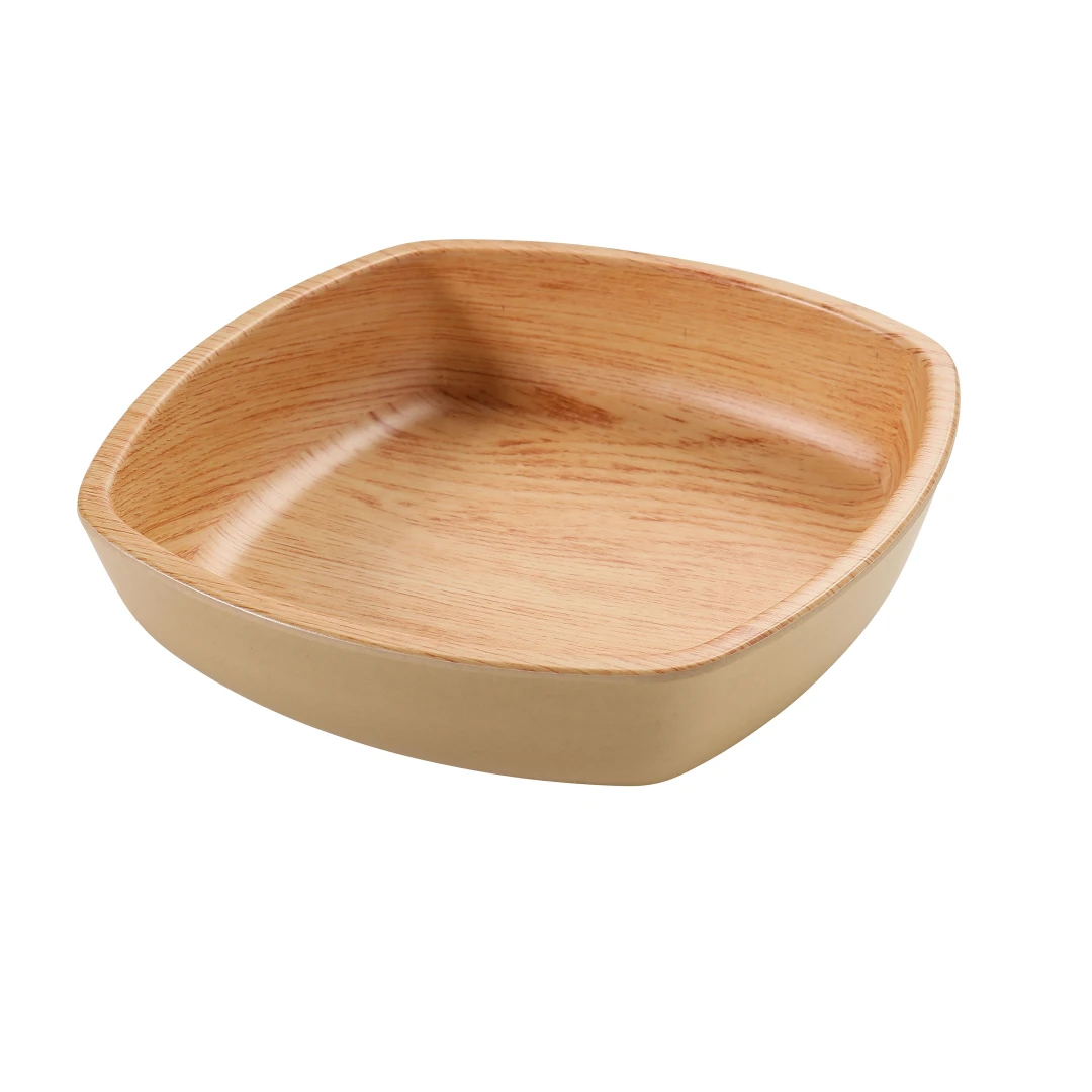 Yanco WD-2308 25 oz Square Melamine Bowl, Golden Oak