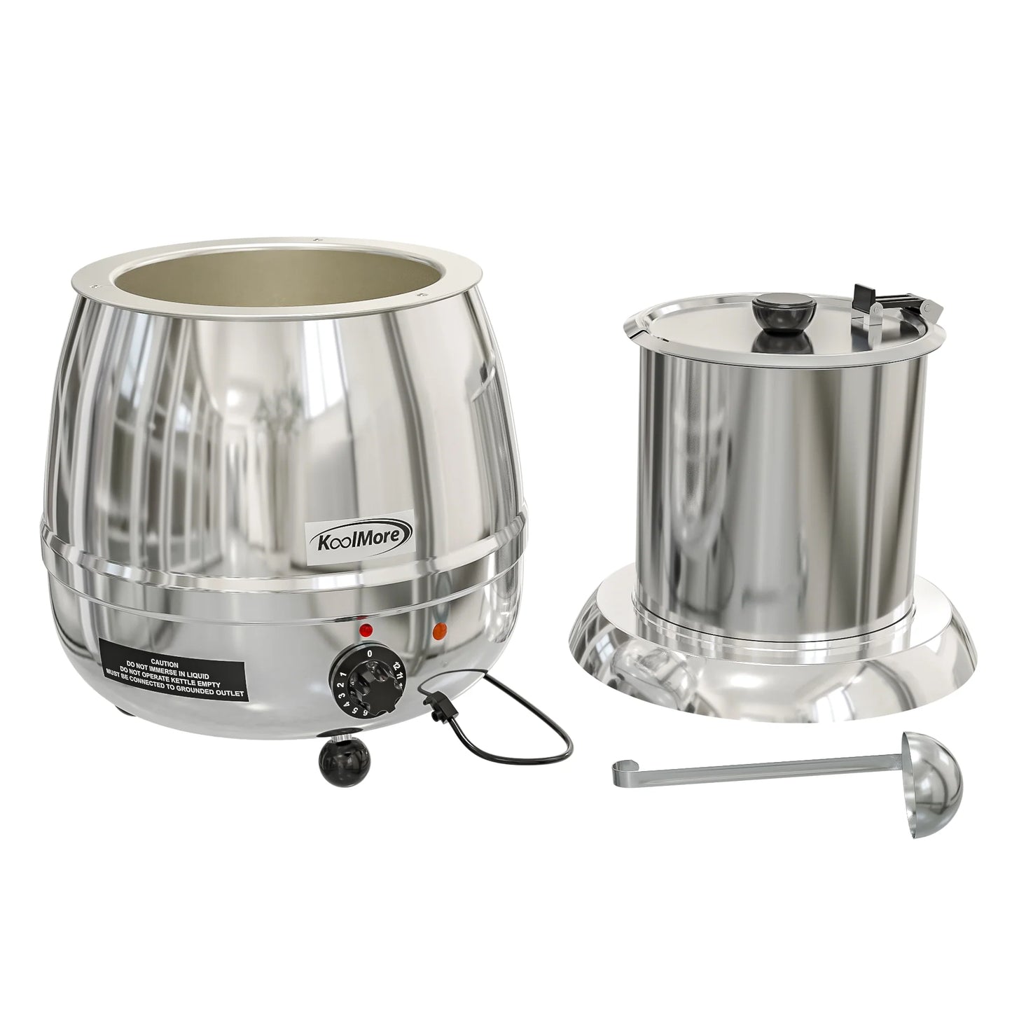 Koolmore SK-SS-3G 11.5 Qt. Round Countertop Black Stainless-Steel Food / Soup Kettle Warmer