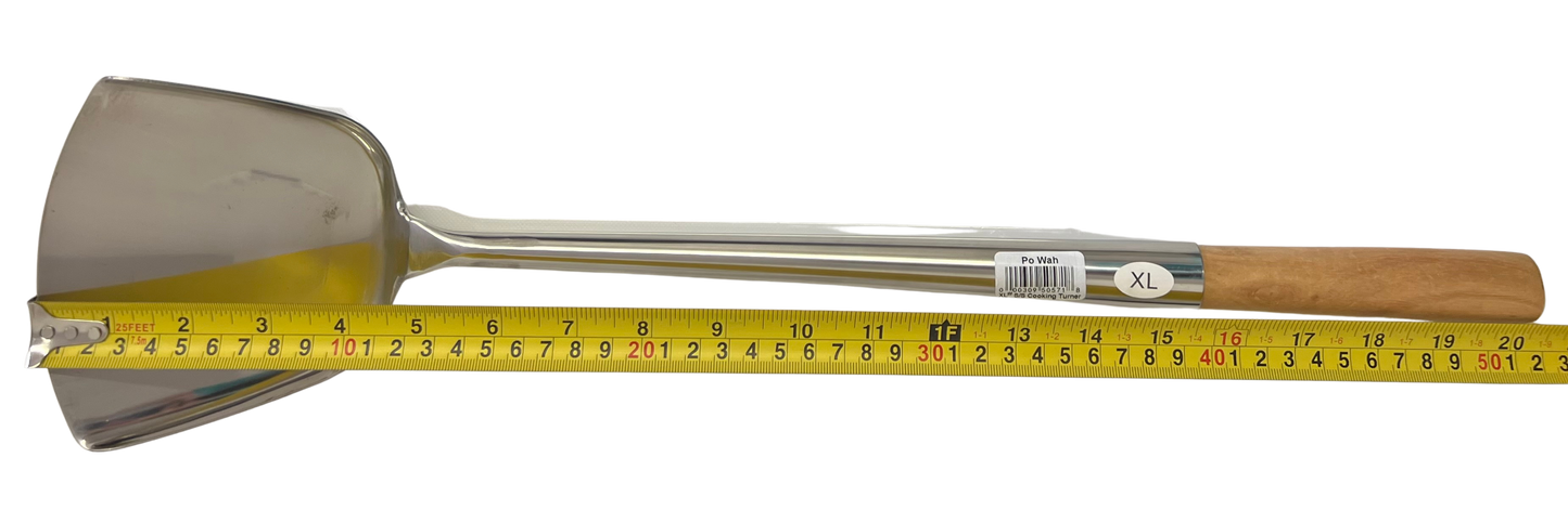 PO WAH Chinese Wok Shovel with Wooden Handle, Stainless Steel