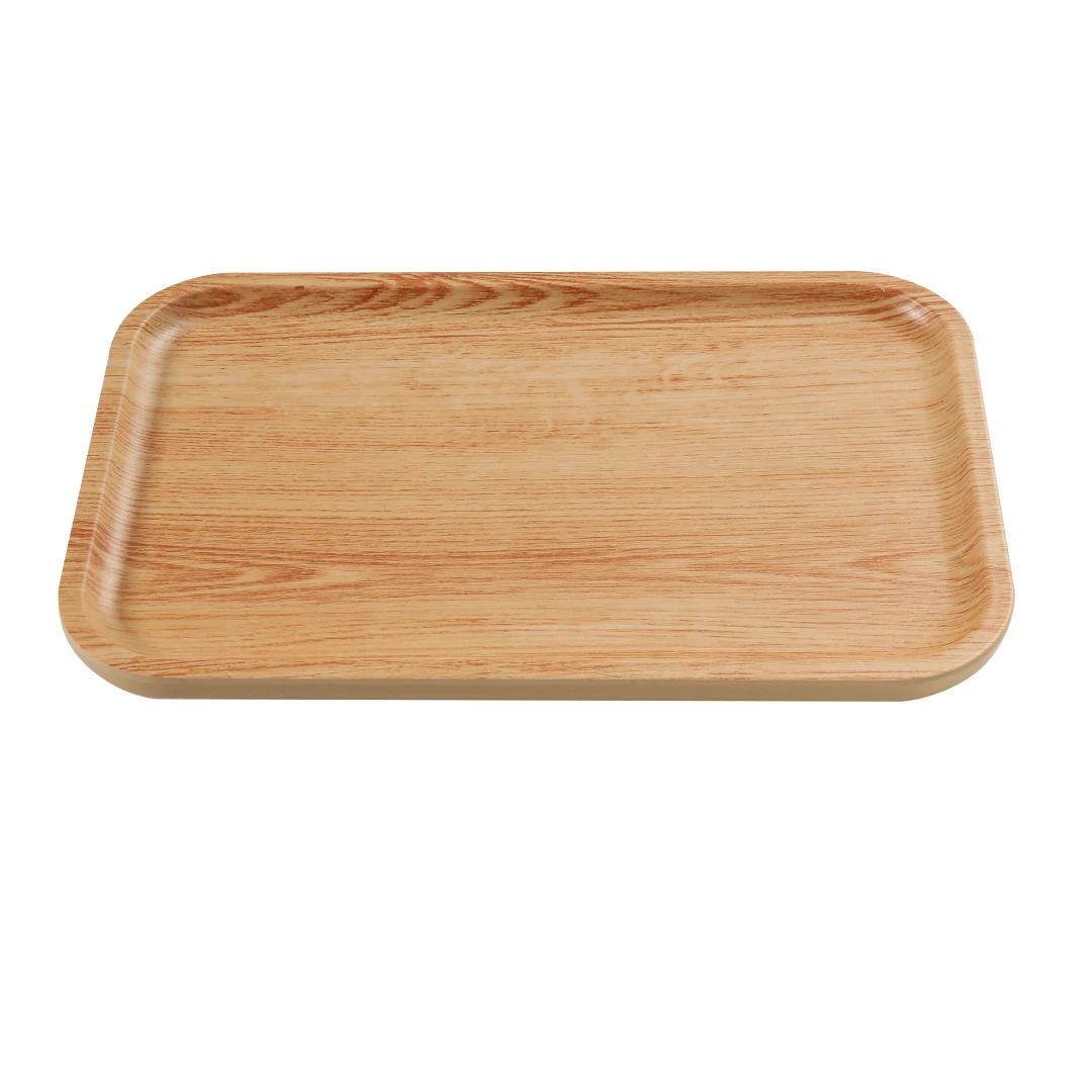 Yanco WD-2212 Rectangular Melamine Dinner Plate - 11 3/4" x 7 1/2", Golden Oak