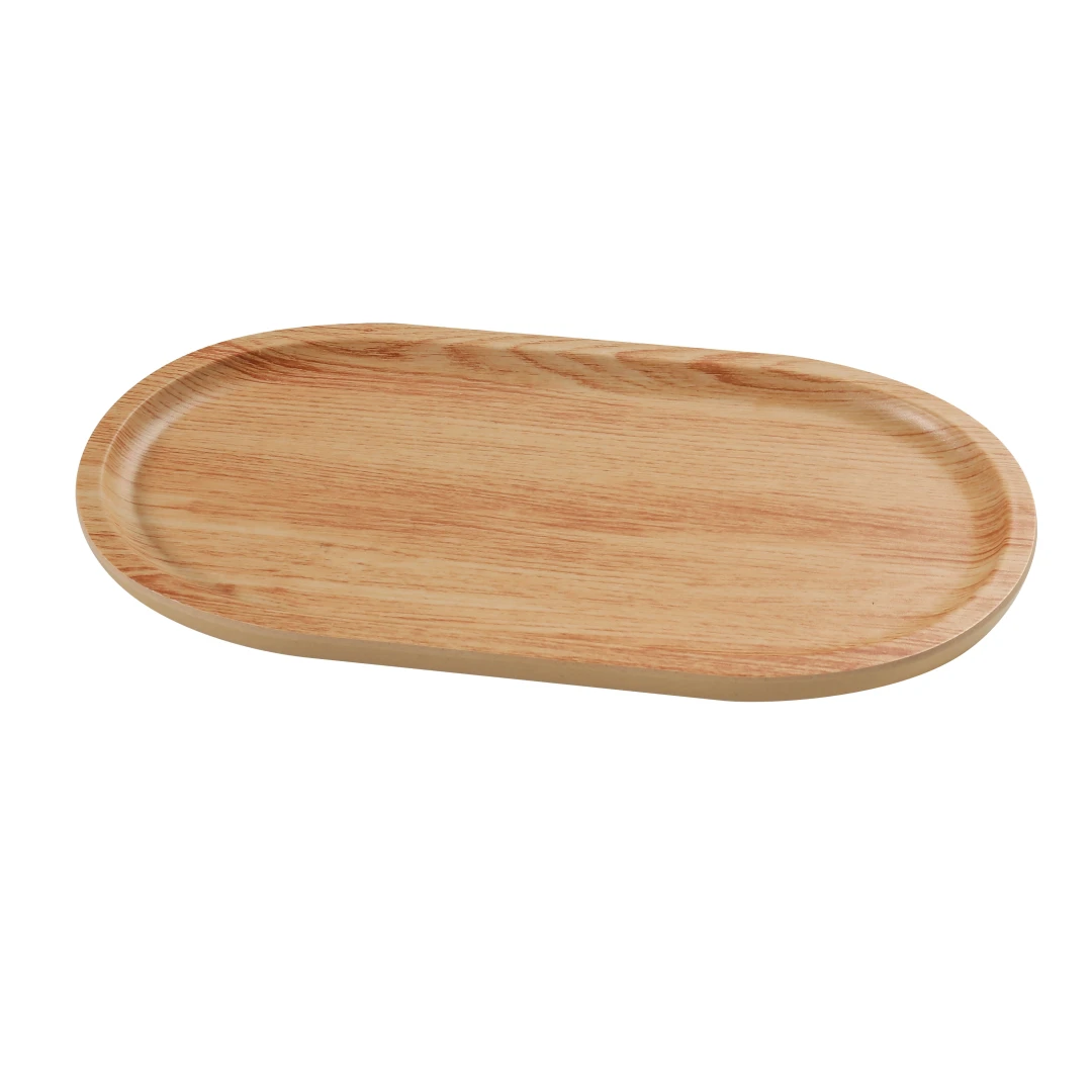 Yanco WD-2512 12 1/2" x 6 1/4" Oval Melamine Dinner Plate - Golden Oak