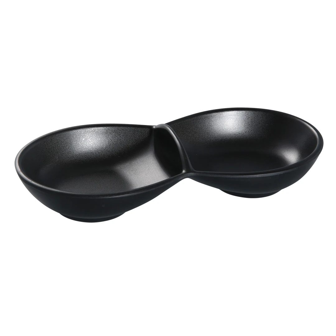 Yanco BP-4032 6 oz Melamine Sauce Bowl w/ (2) 6 oz Compartments, Black