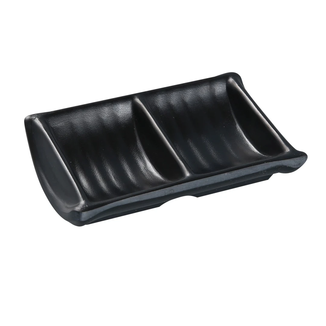 Yanco BP-4031 2 oz Melamine Sauce Dish w/ (2) 2 oz Compartments, Black