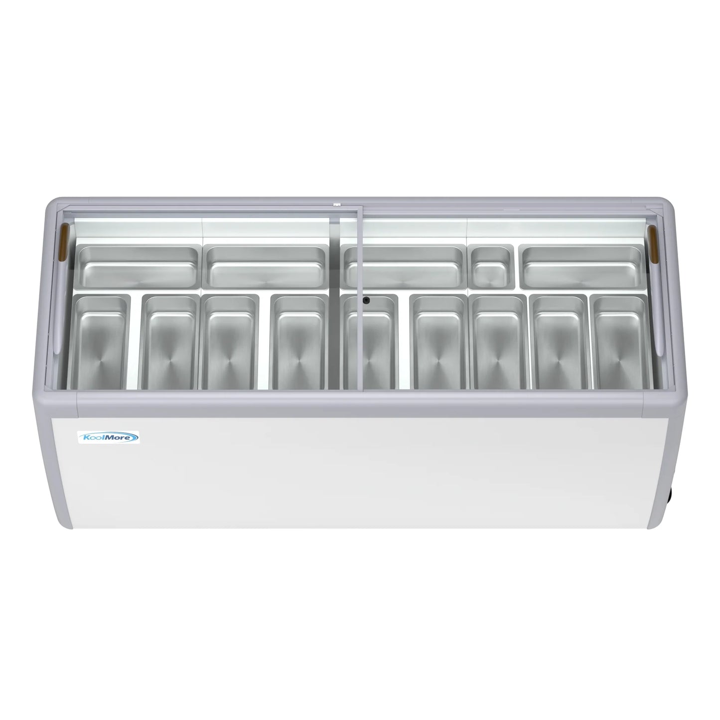 Koolmore KM-GDC-71SD 70 In. Commercial 14-Pan Gelato Ice Cream Dipping Cabinet Display Freezer With Sliding Glass Door- 20 Cu Ft.