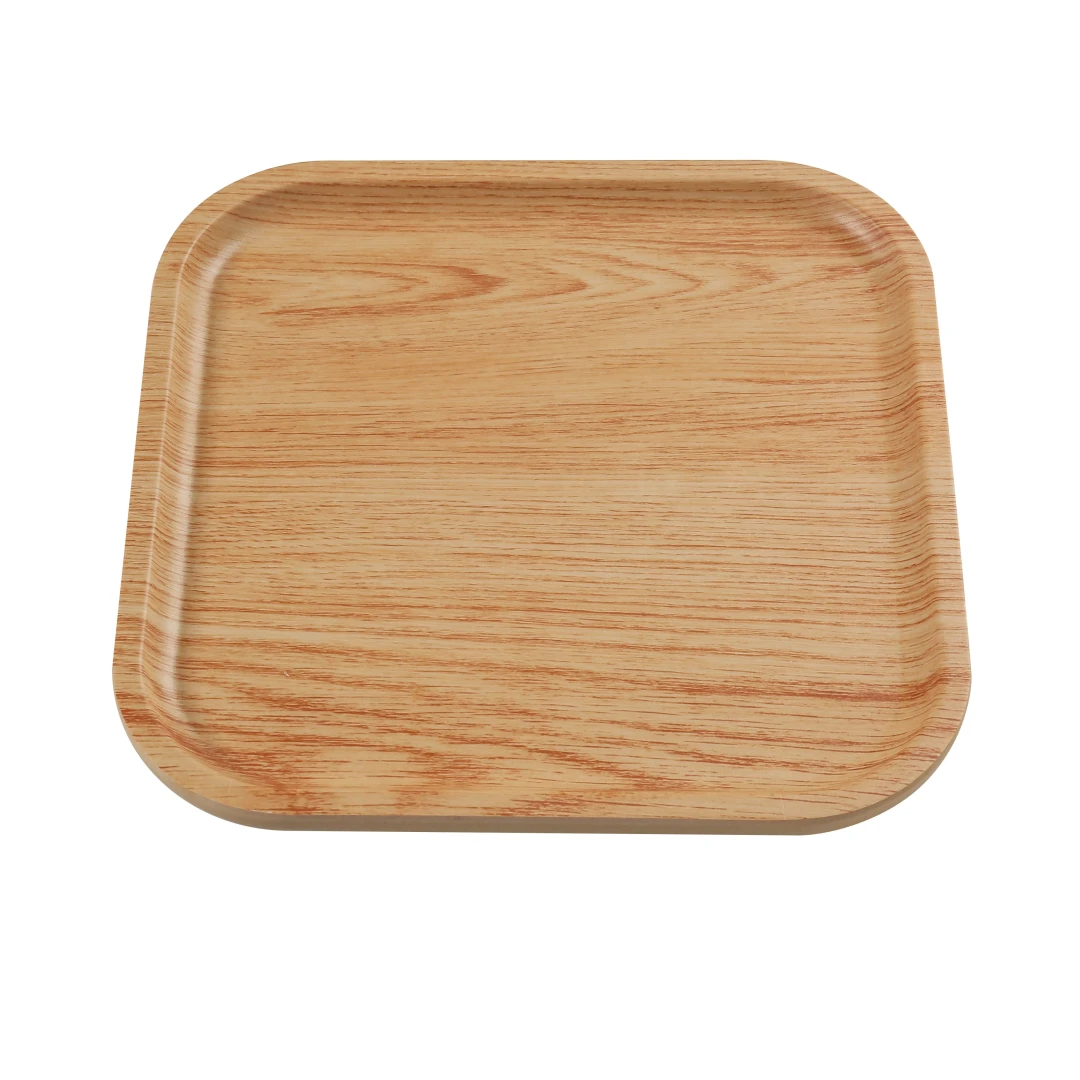 Yanco WD-2110 9 3/4" Square Melamine Dinner Plate, Golden Oak