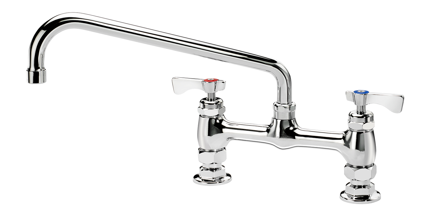 Krowne 15-812L-L-E6 Raised Deck Mount Faucet w/ 12" Swing Spout & Lever Handles - 8" Centers, 2.2 GPM
