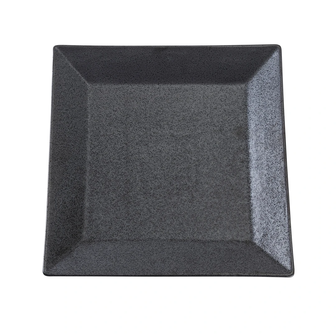 Yanco DB-510 10" Square Diamond Black Plate - Porcelain, Black