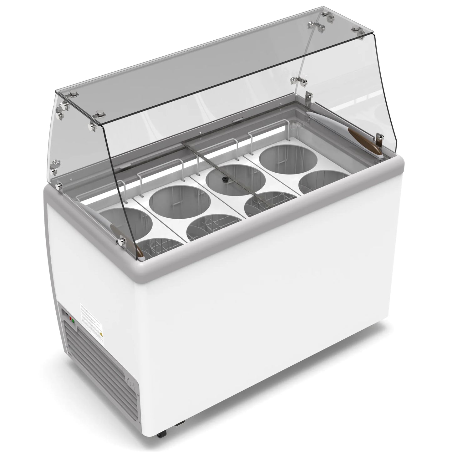 Koolmore KM-ICD-49SD-FG 50 In. Commercial 8 Tub Ice Cream Dipping Cabinet Display Freezer With Sliding Glass Door And Sneeze Guard- 13 Cu Ft.