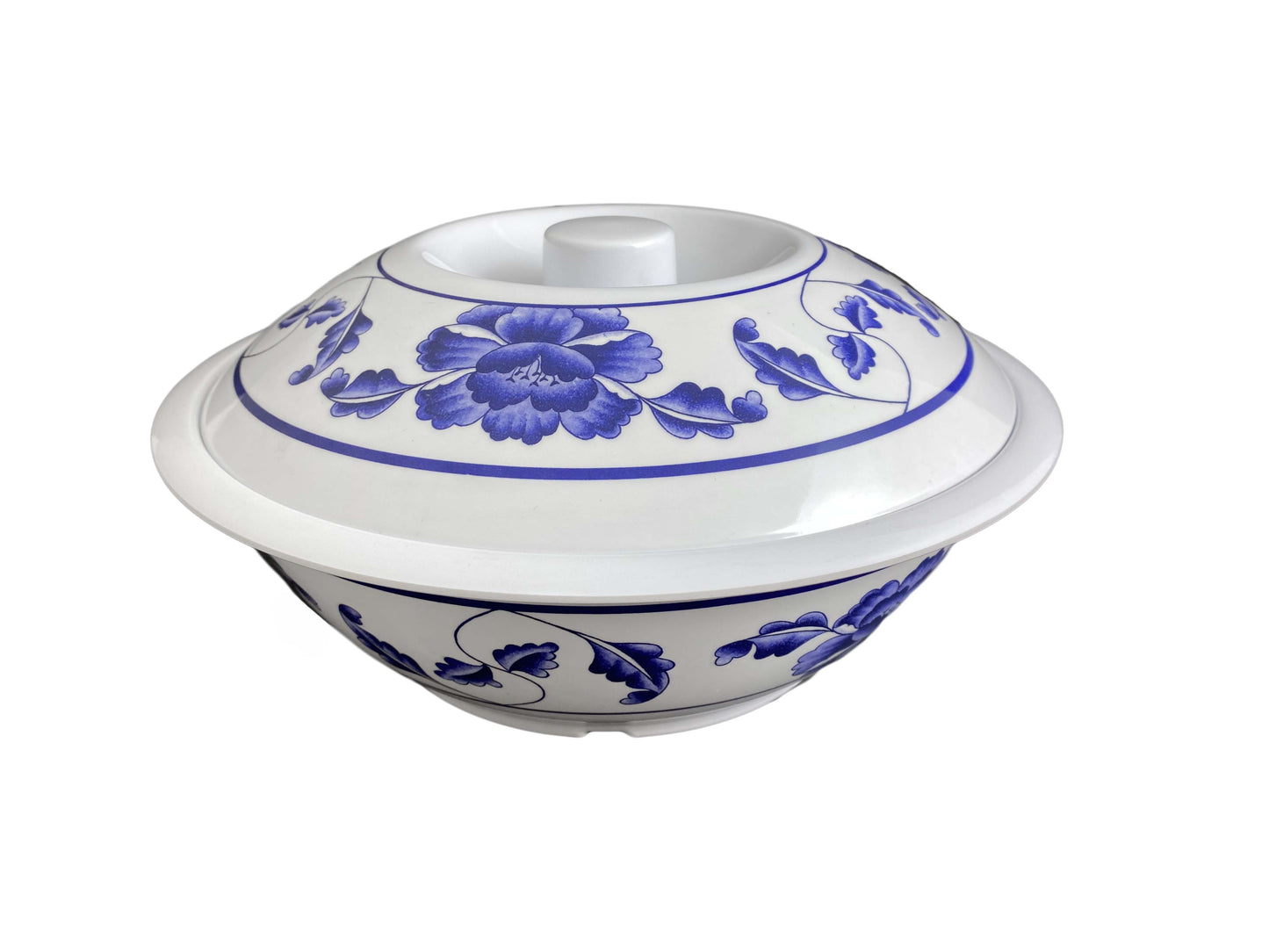 Thunder Group 8010TB 75 oz Round Melamine Serving Bowl, White/Blue