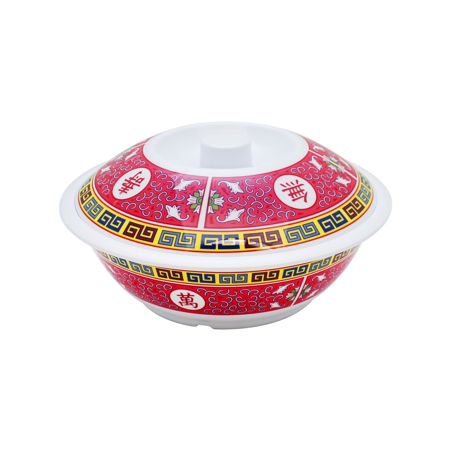 Thunder Group 8011TR 80 oz Round Melamine Serving Bowl, Red/White
