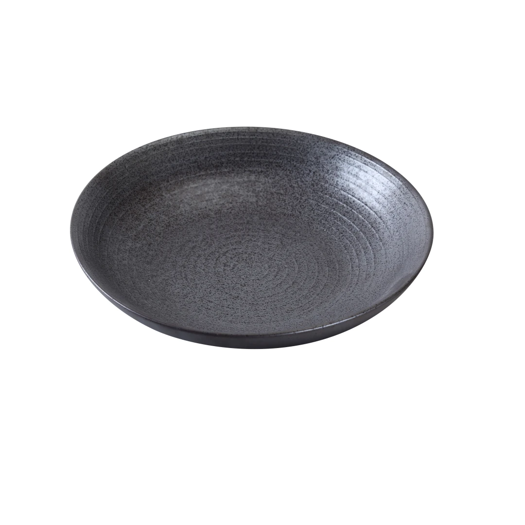 Yanco DB-608 20 oz Round Diamond Black Salad/Soup Bowl - Porcelain, Black