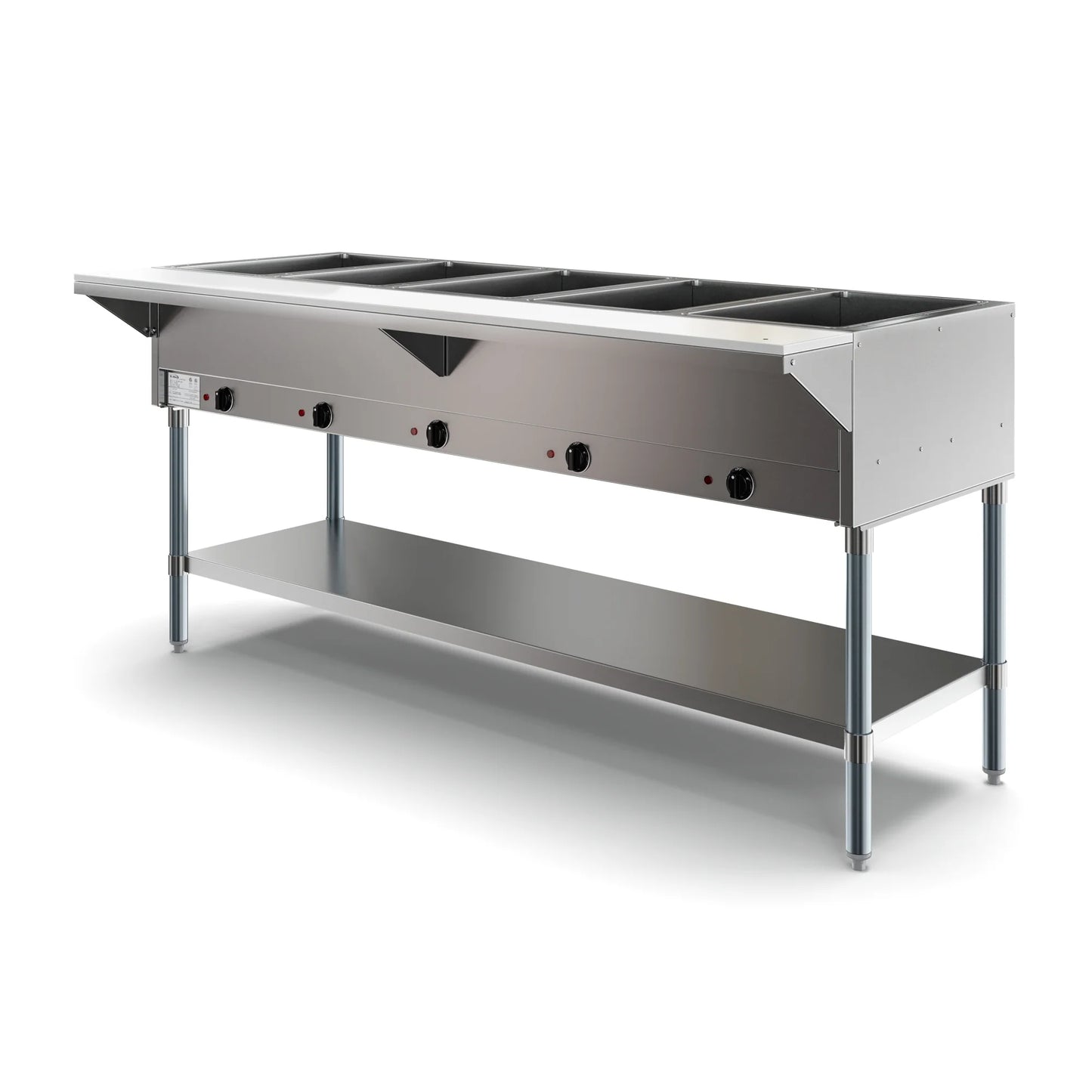 Koolmore KM-OWS-5 5-Pan Open Well Electric Steam Table With Undershelf, 240V