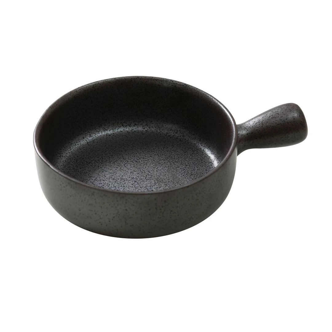 Yanco DB-4106 18 oz Round Diamond Black Skillet - Porcelain, Black