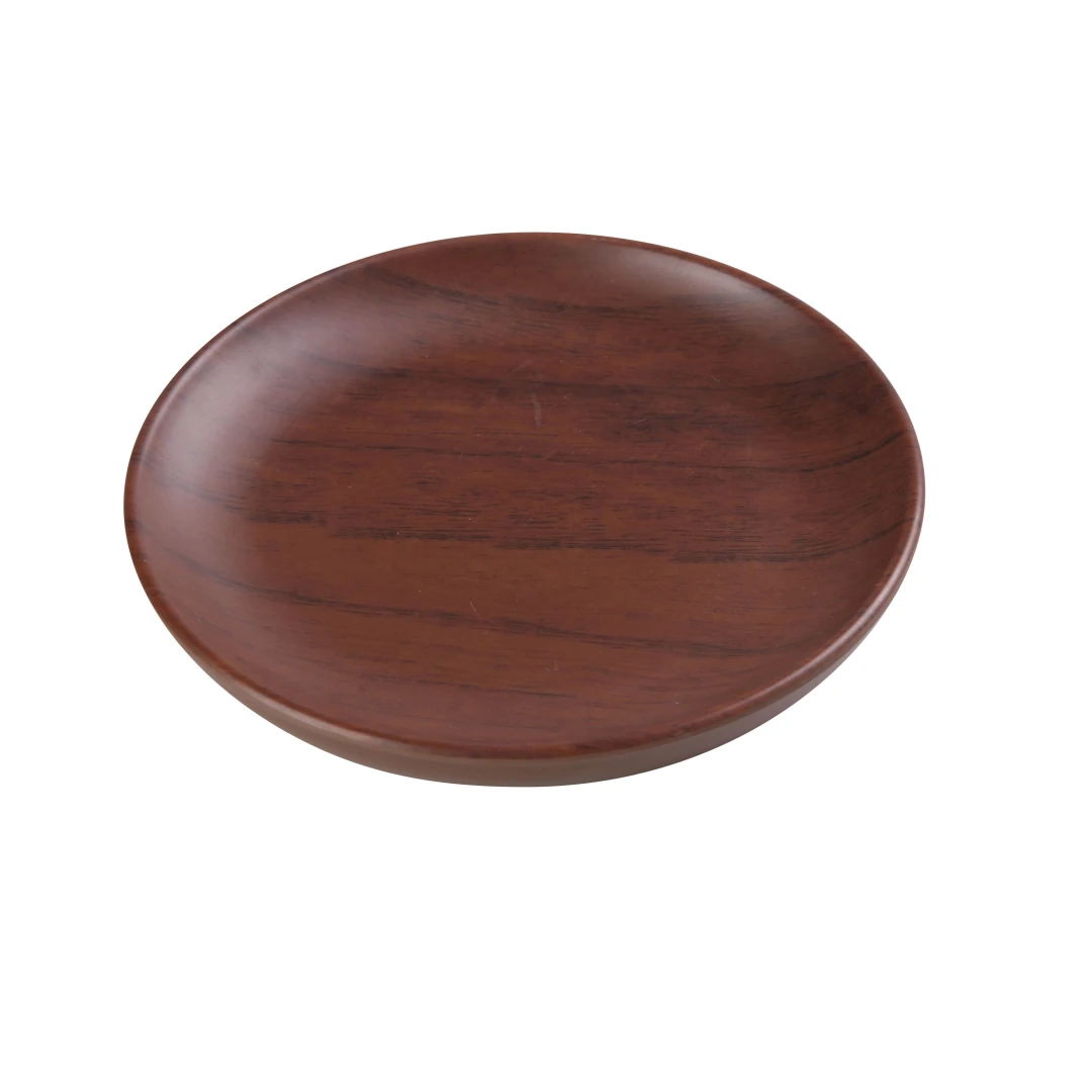 Yanco WL-106 6" Round Melamine Plate, Wood Grain
