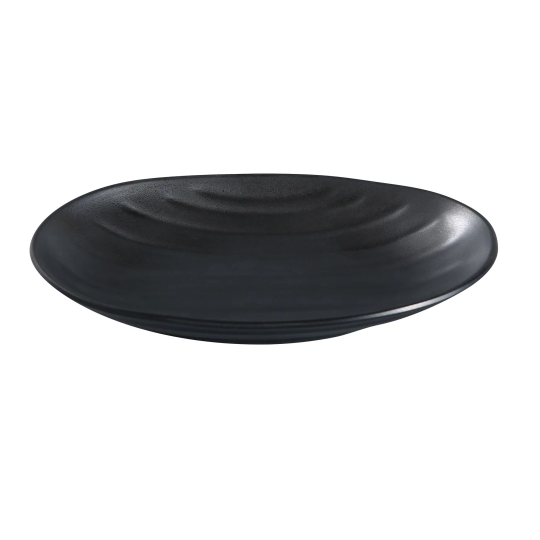 Yanco BP-2109 9 1/2" x 5 1/2" Oval Melamine Plate - Black