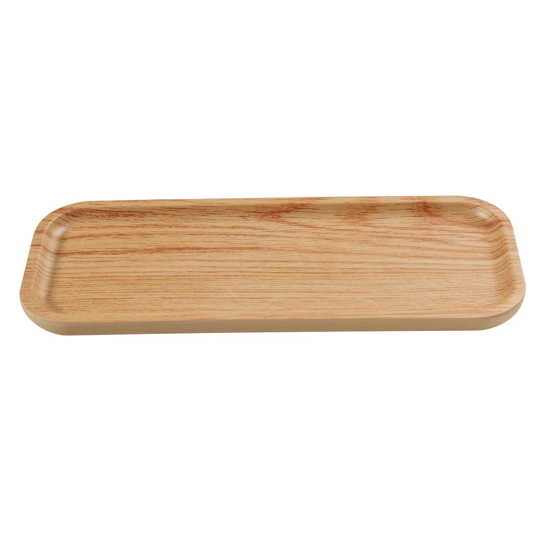 Yanco WD-2211 Rectangular Melamine Dinner Plate - 11 3/4" x 4 1/2", Golden Oak