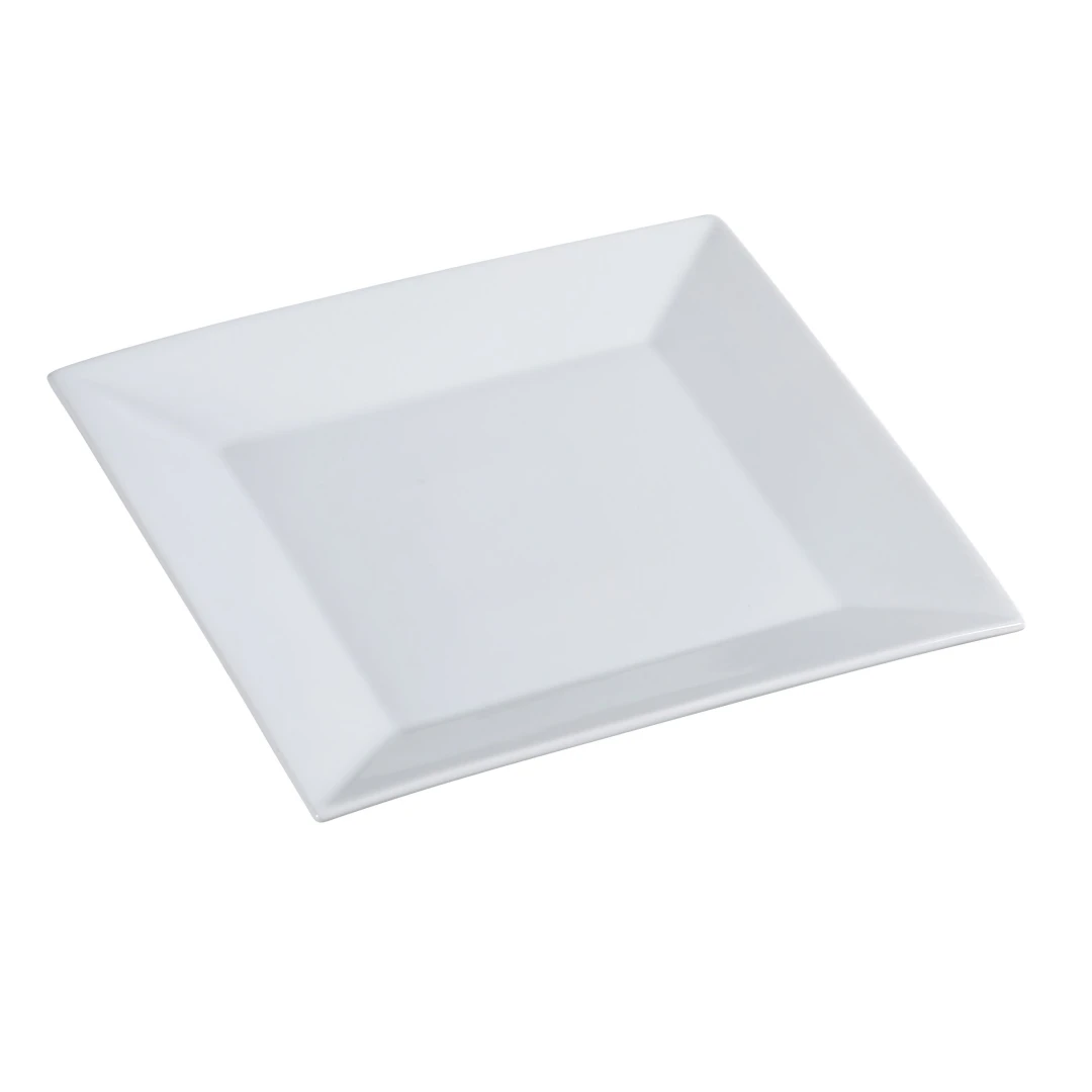 Yanco ML-112 12" Square Porcelain Plate - Porcelain, Super White
