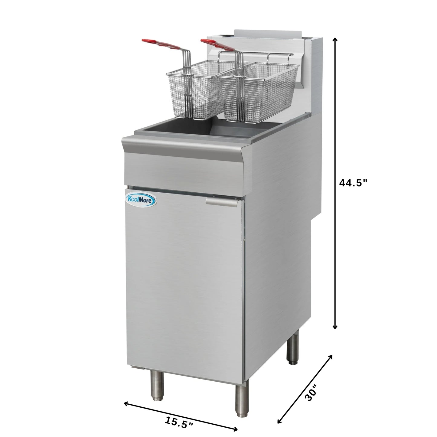 Koolmore KM-FDF40-NG 40 lb. Natural Gas Stainless Steel Floor Fryer - 90,000 BTU