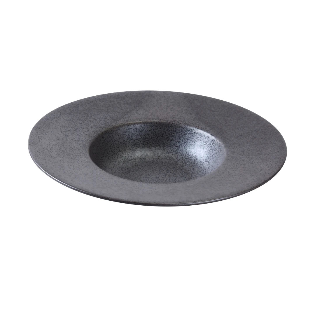 Yanco DB-611 16 oz Round Diamond Black Dessert Plate - Porcelain, Black