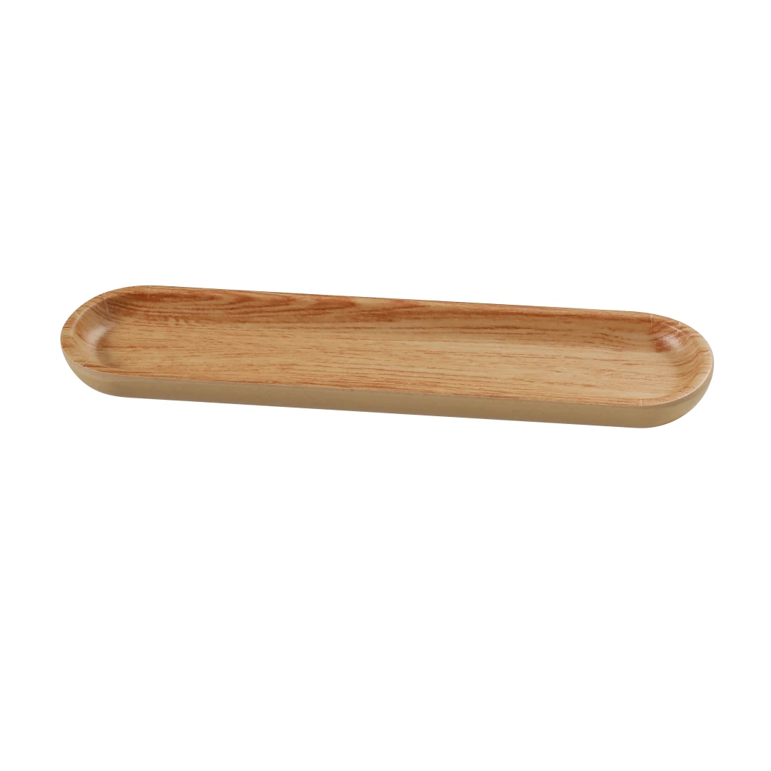 Yanco WD-2610 Rectangular Sushi Tray - 10 1/2" x 2 1/4", Melamine, Golden Oak