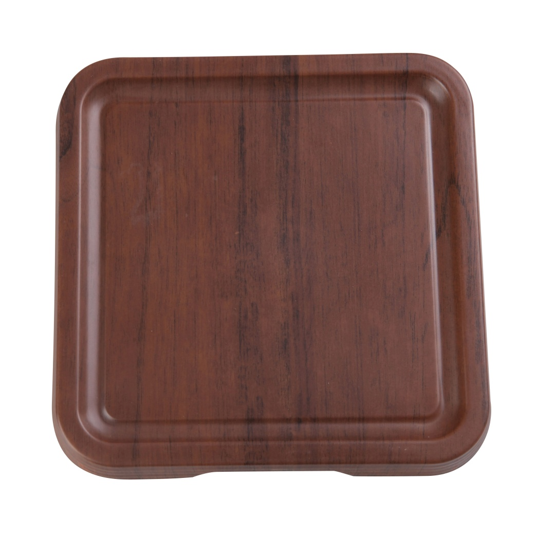 Yanco WL-310 Melamine Tray w/ Foot - 9 1/2" x 9 1/2", Wood Grain