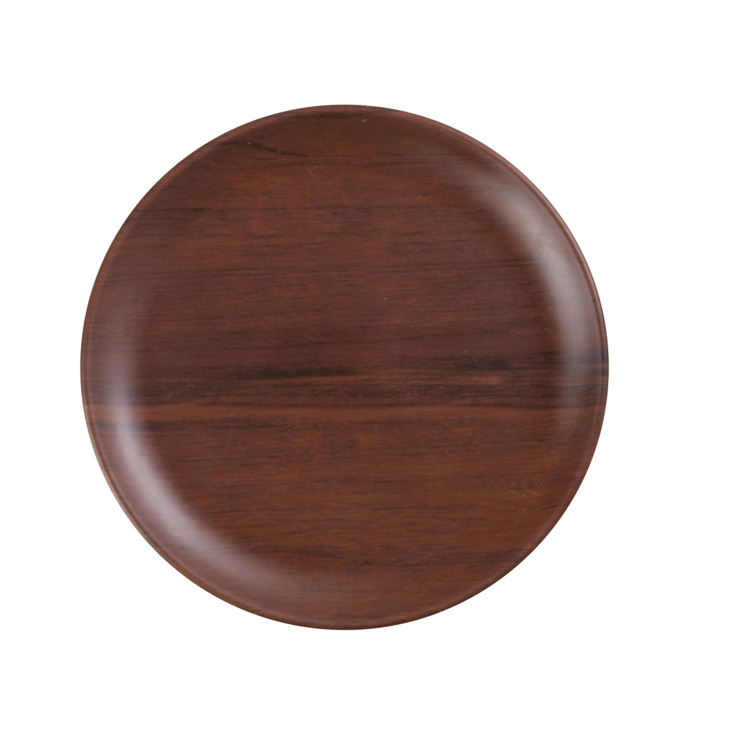 Yanco WL-111 11" Round Melamine Plate, Wood Grain