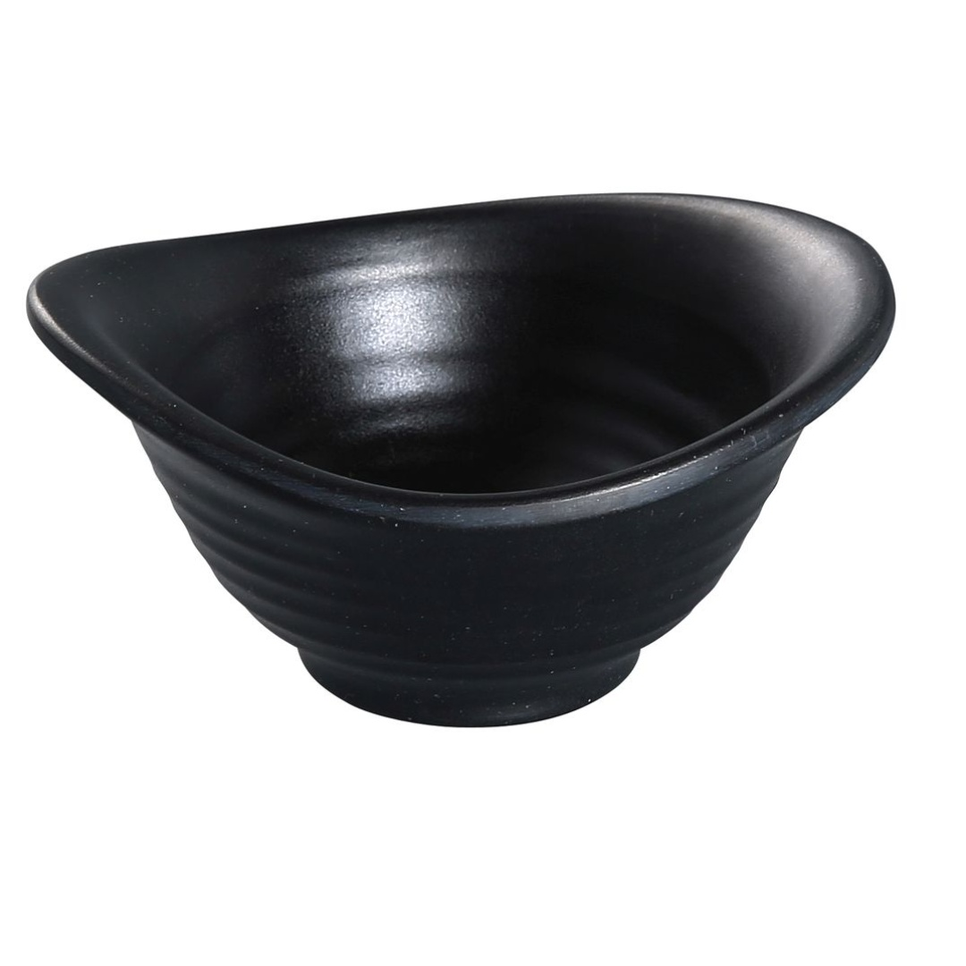 Yanco BP-3204 5 oz Irregular Melamine Yuanbao Bowl, Black