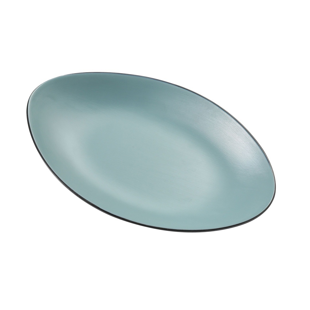 Yanco BM-209TL 9 5/8" x 6" Oval Melamine Dinner Plate - Teal
