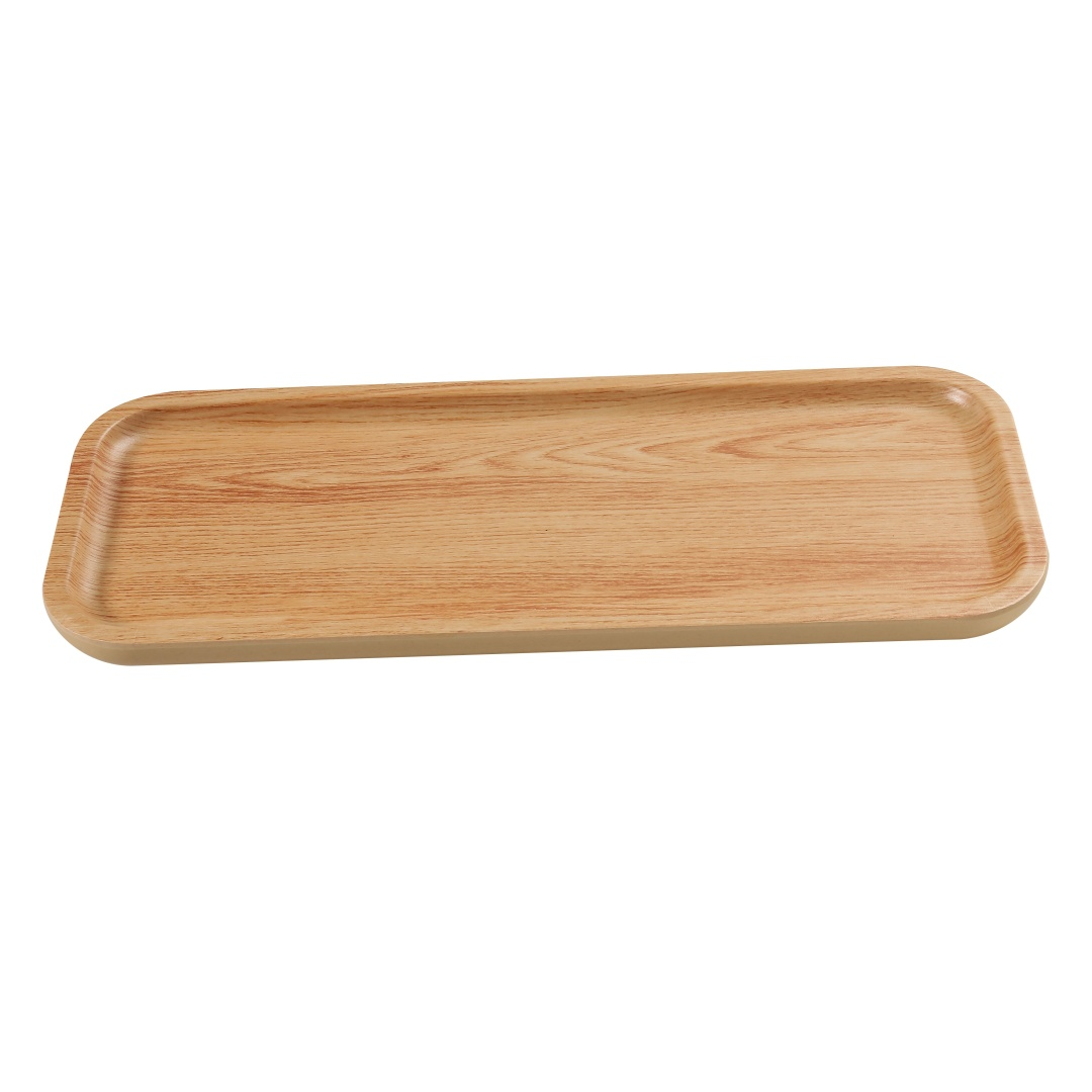 Yanco WD-2214 Rectangular Melamine Dinner Plate - 14" x 4 3/4", Golden Oak