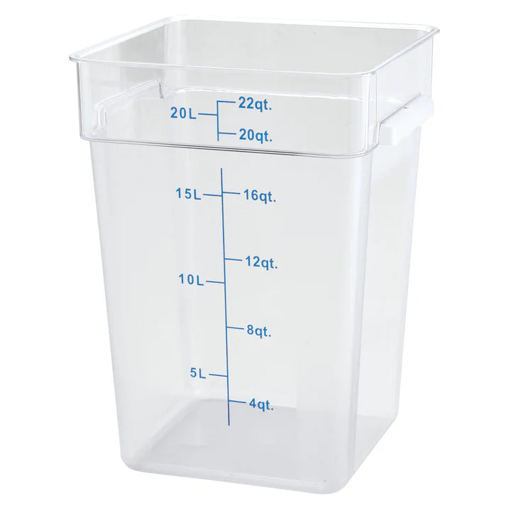 Winco PCSC-22C Clear Square Food Storage Container Polycarbonate 22QT NSF
