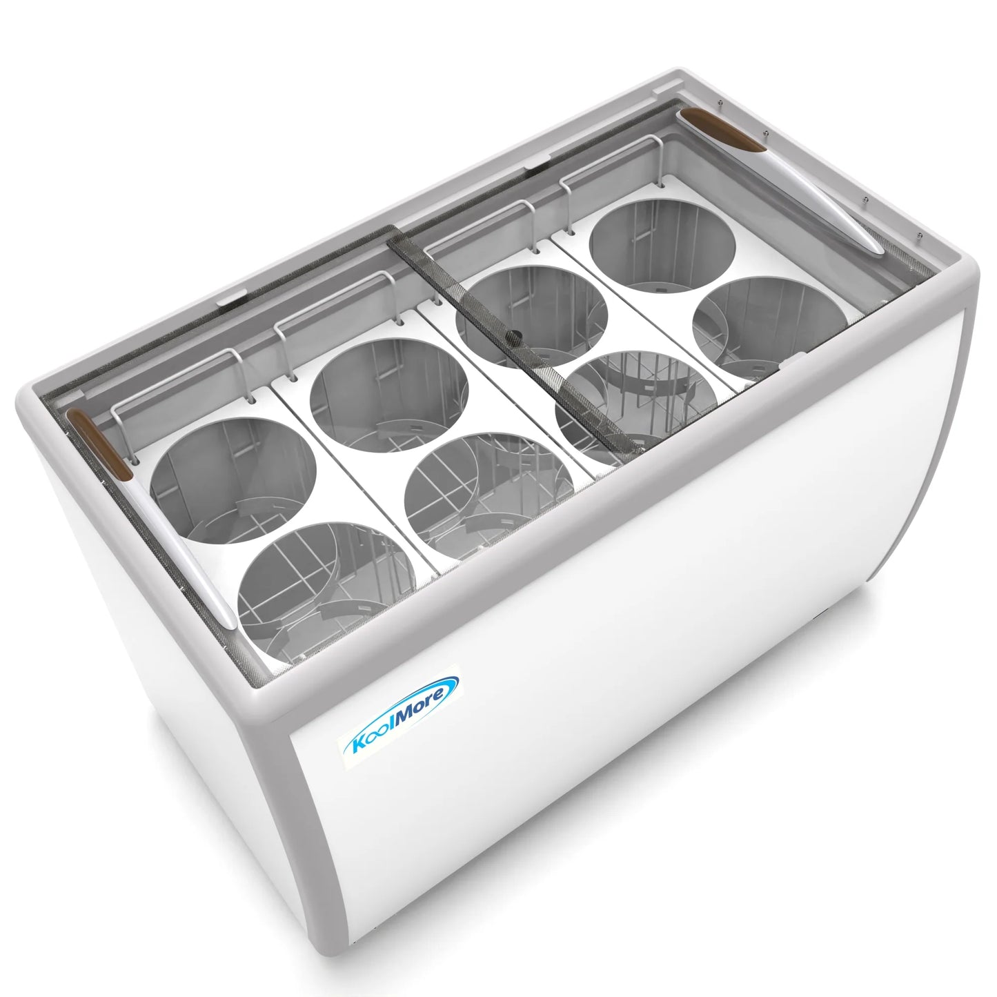 Koolmore KM-ICD-49SD 50 In. Commercial 8 Tub Ice Cream Dipping Cabinet Display Freezer With Sliding Glass Door- 13 Cu Ft.