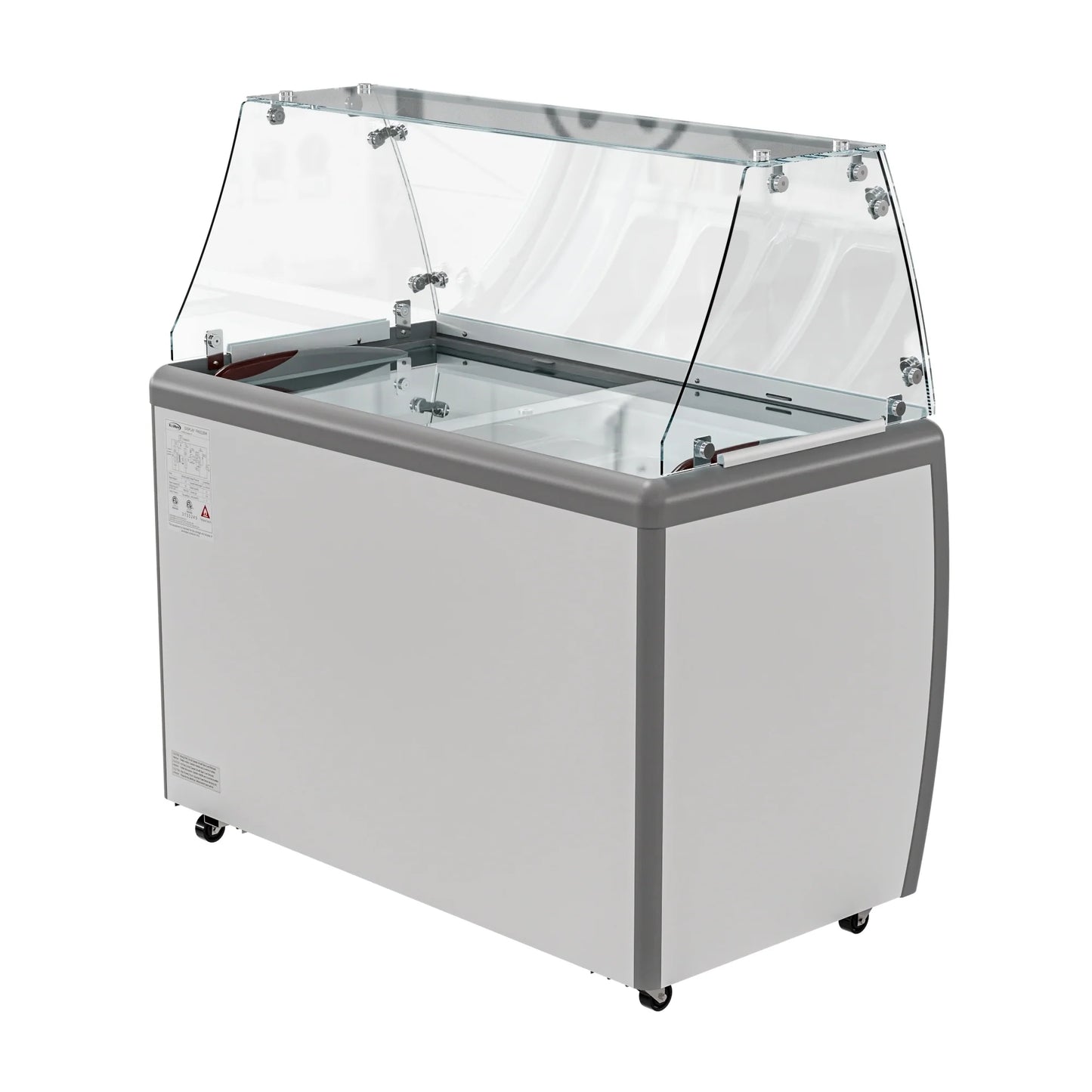 Koolmore KM-GDC-49SD-FG 50 In. Commercial 9-Pan Gelato Ice Cream Dipping Cabinet Display Freezer With Sliding Glass Door And Sneeze Guard- 13 Cu Ft.
