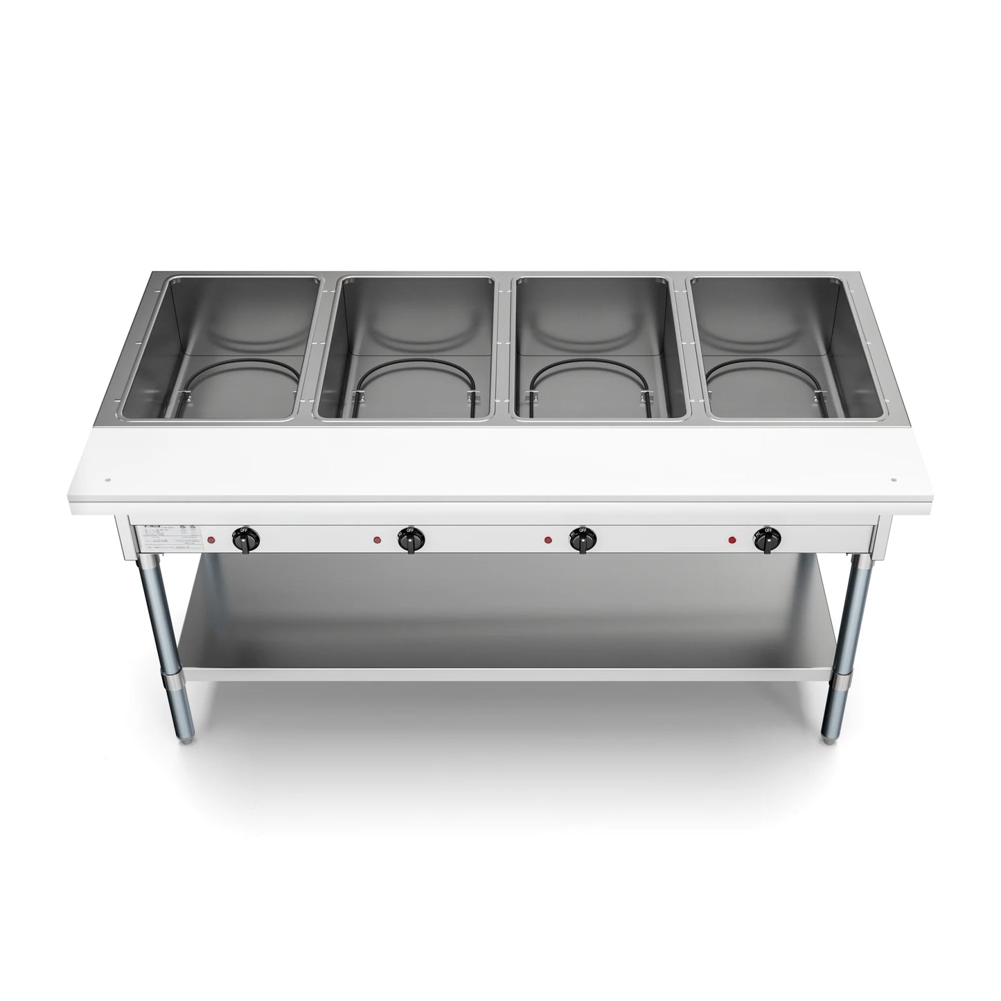 Koolmore KM-OWS-4 4-Pan Open Well Electric Steam Table With Undershelf, 120V
