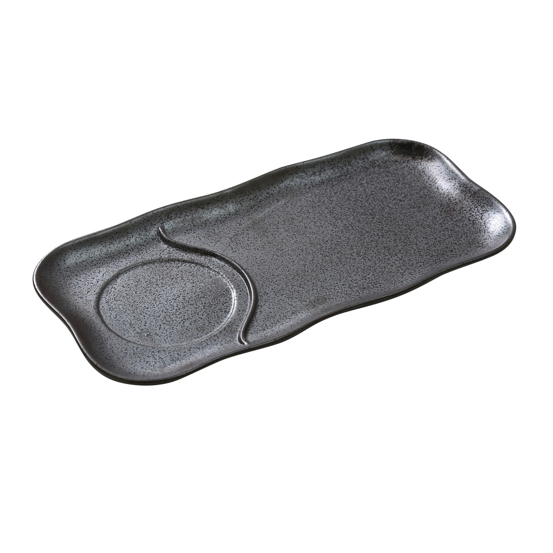 Yanco DB-4112 Rectangular Diamond Black Compartment Plate - 12" x 6", Porcelain, Black