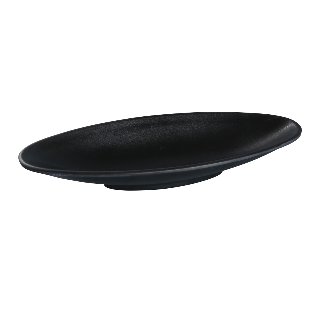 Yanco BP-4112 Boat Shaped Melamine Plate - 12" x 4 1/2", Black