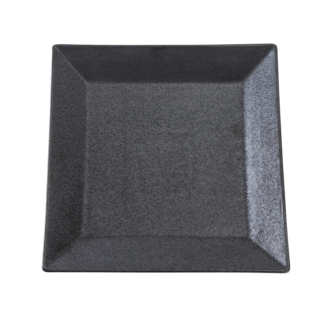 Yanco DB-508 8" Square Diamond Black Plate - Porcelain, Black