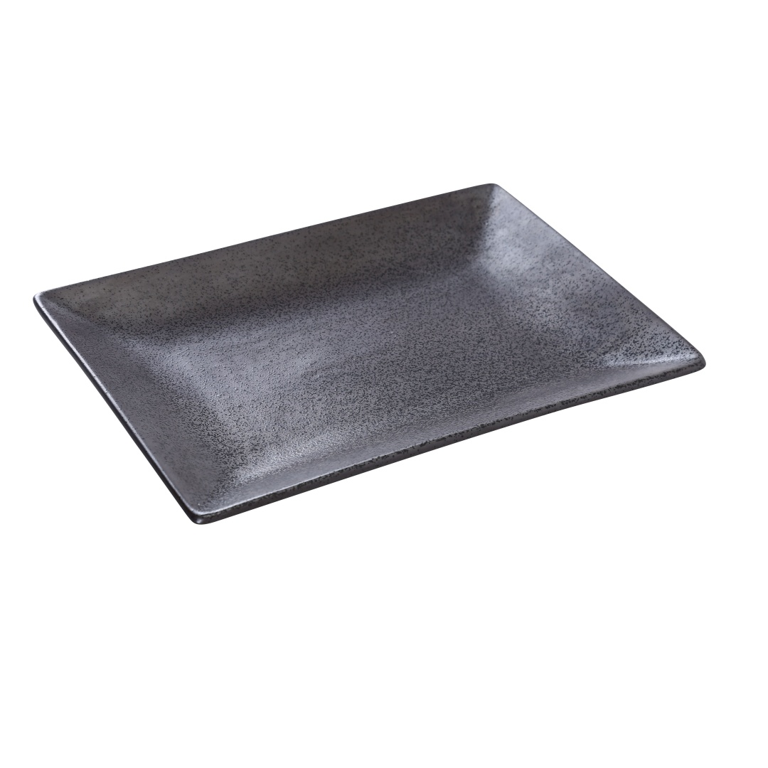 Yanco DB-408 Rectangular Diamond Black Plate - 8" x 5 1/2", Porcelain, Black