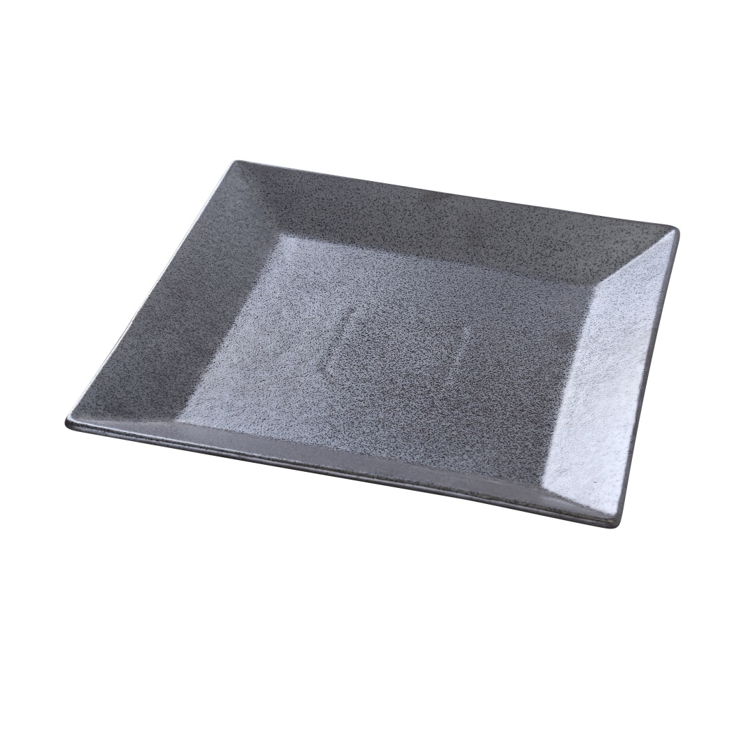 Yanco DB-512 12" Square Diamond Black Plate - Porcelain, Black