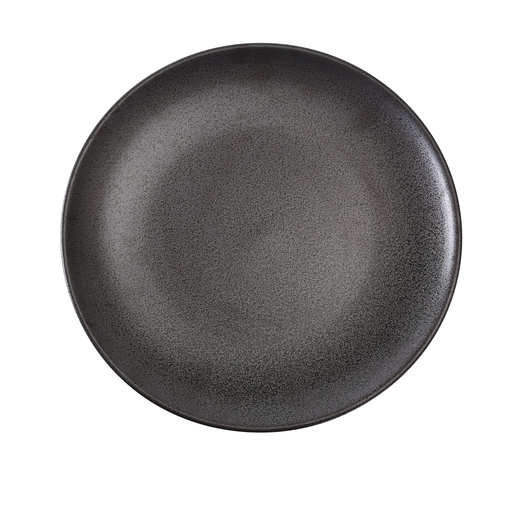Yanco DB-112 12" Round Diamond Black Plate - Porcelain, Black