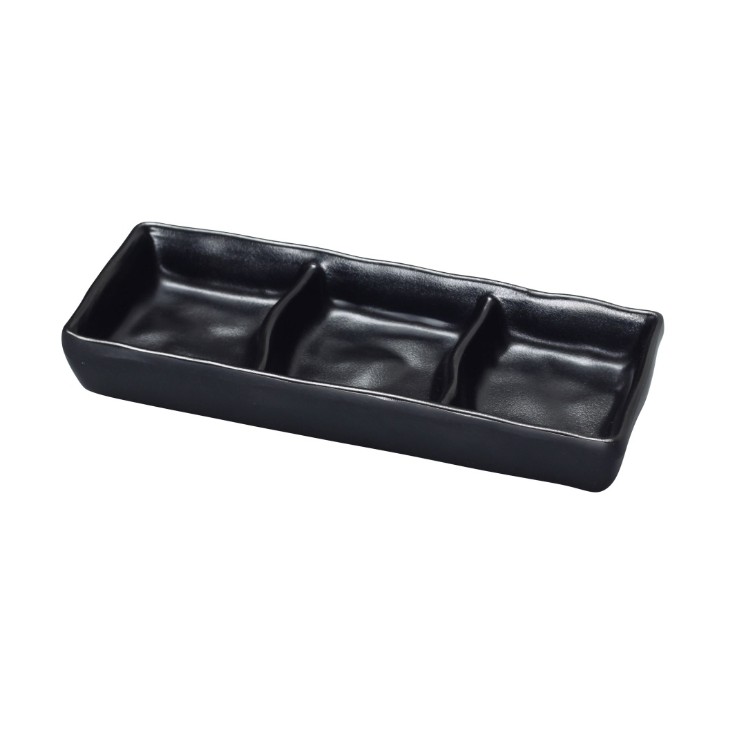 Yanco BP-4033 2 oz Melamine Sauce Dish w/ (3) 2 oz Compartments, Black