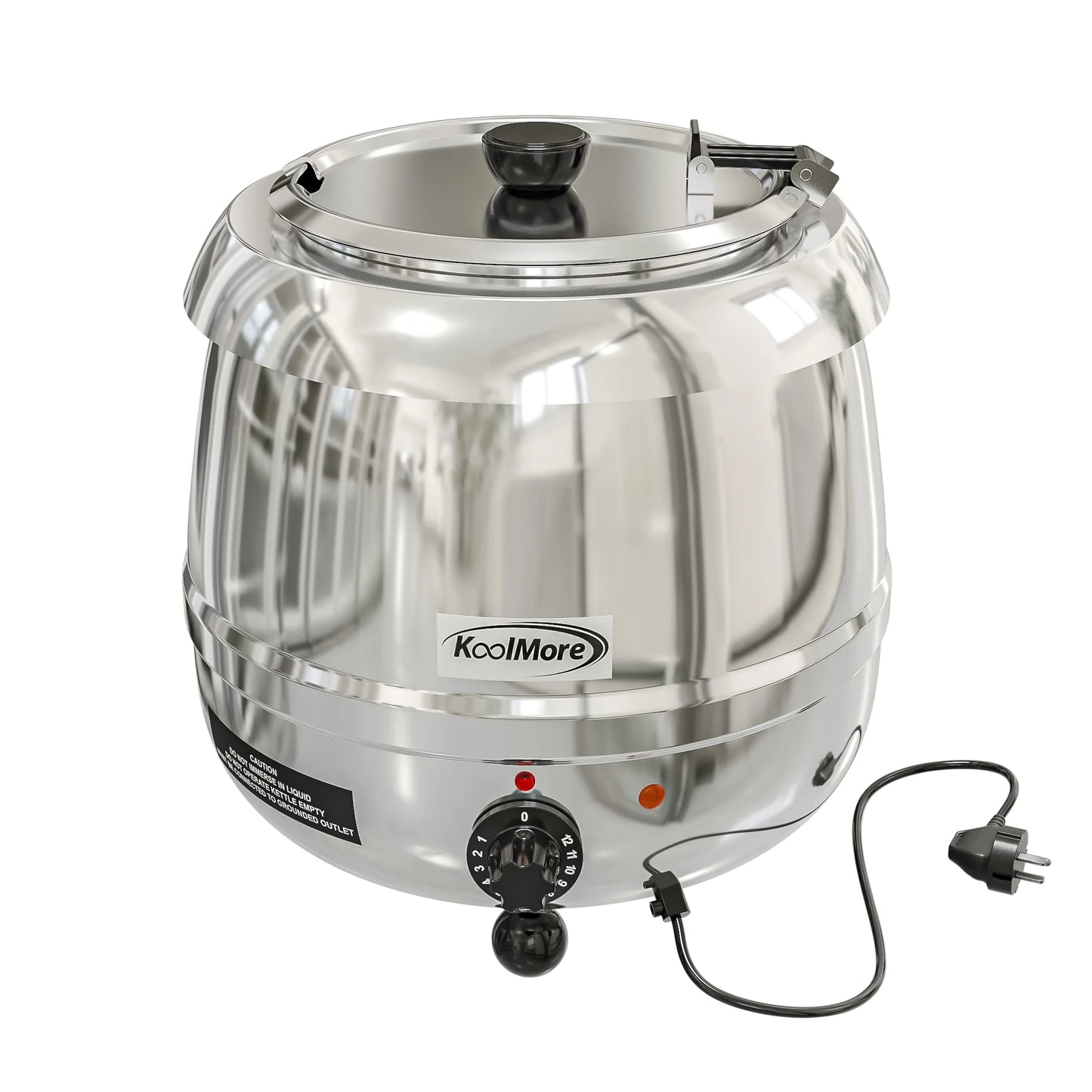 Koolmore SK-SS-3G 11.5 Qt. Round Countertop Black Stainless-Steel Food / Soup Kettle Warmer