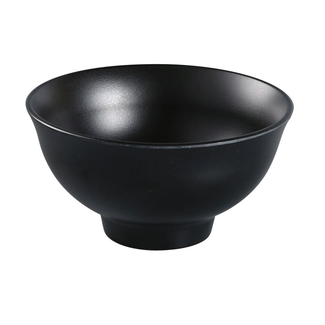 Yanco BP-3004 7 oz Round Melamine Rice Bowl, Black
