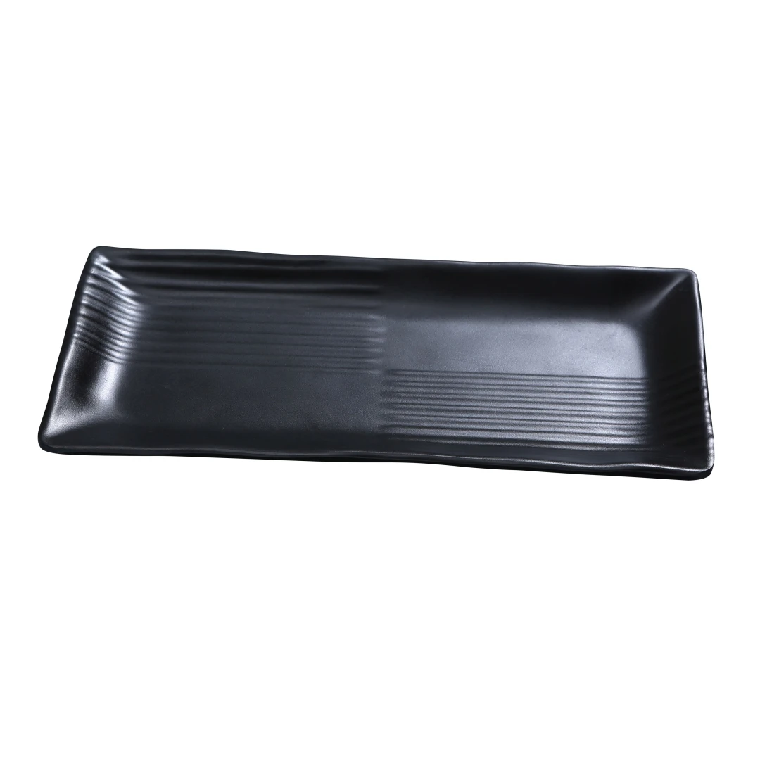 Yanco BP-2213 Rectangular Melamine Plate - 14 1/4" x 6 1/4", Black