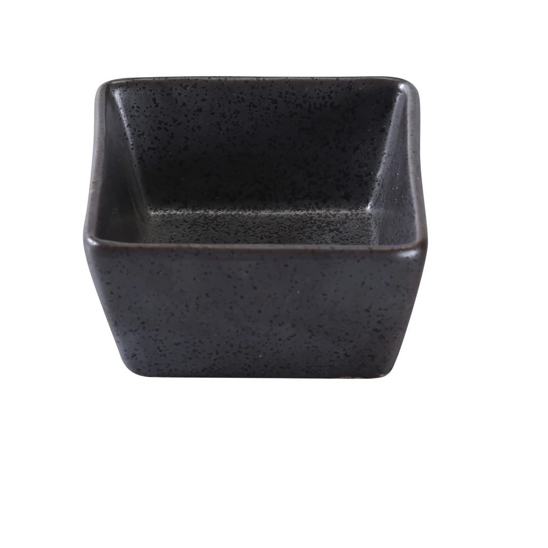 Yanco DB-4031 4 oz Square Diamond Black Sauce Dish - Porcelain, Black