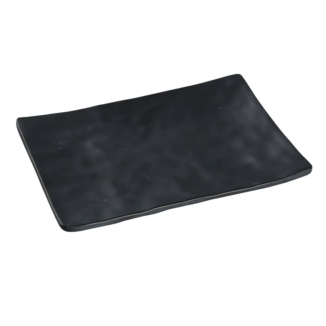 Yanco BP-2008 Rectangular Melamine Plate - 8" x 5 1/2", Black