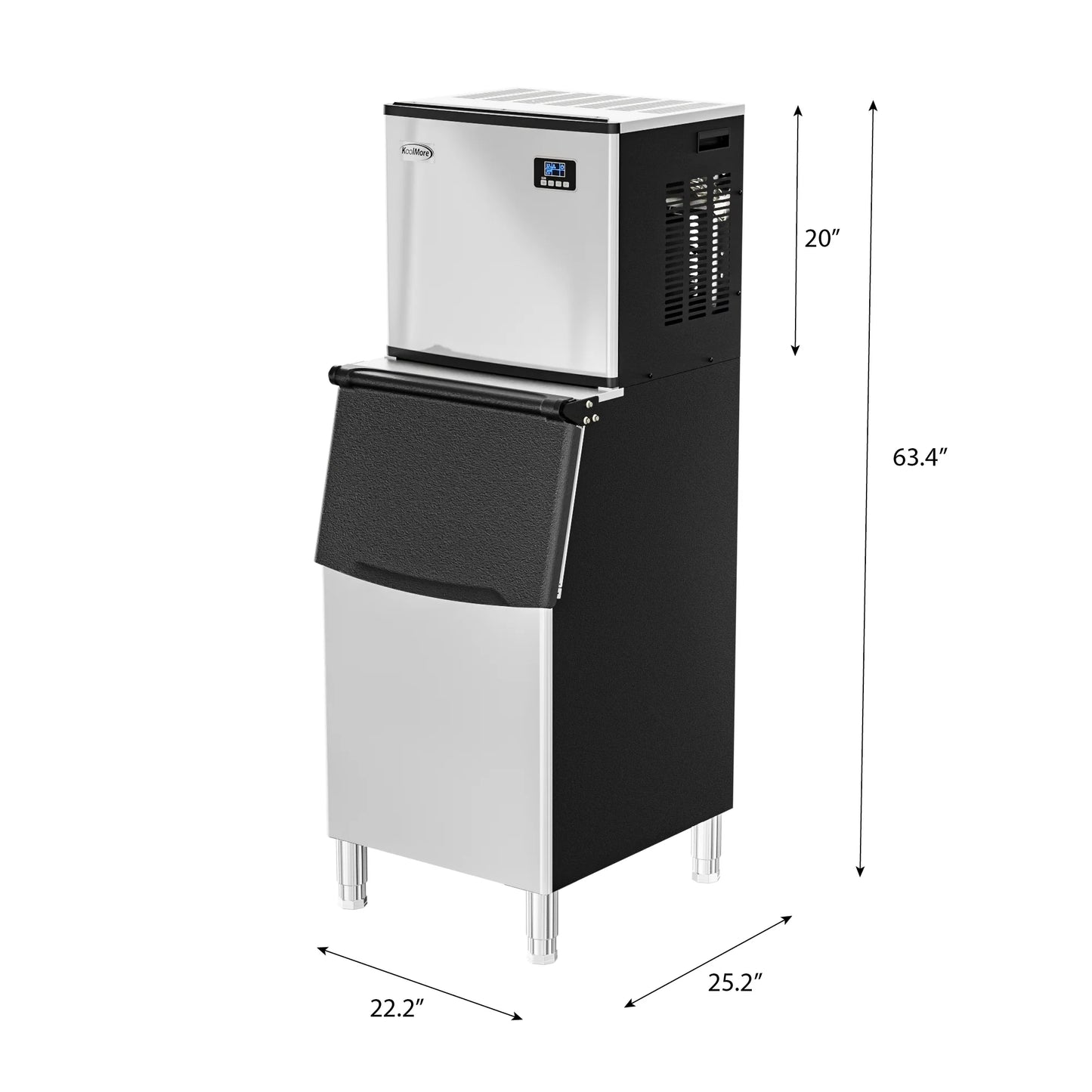 KoolMore KM-CIM-400 25 In. Stainless-Steel Commercial Air Cooled Modular Ice Maker With Full Cube Production 400lbs/24h